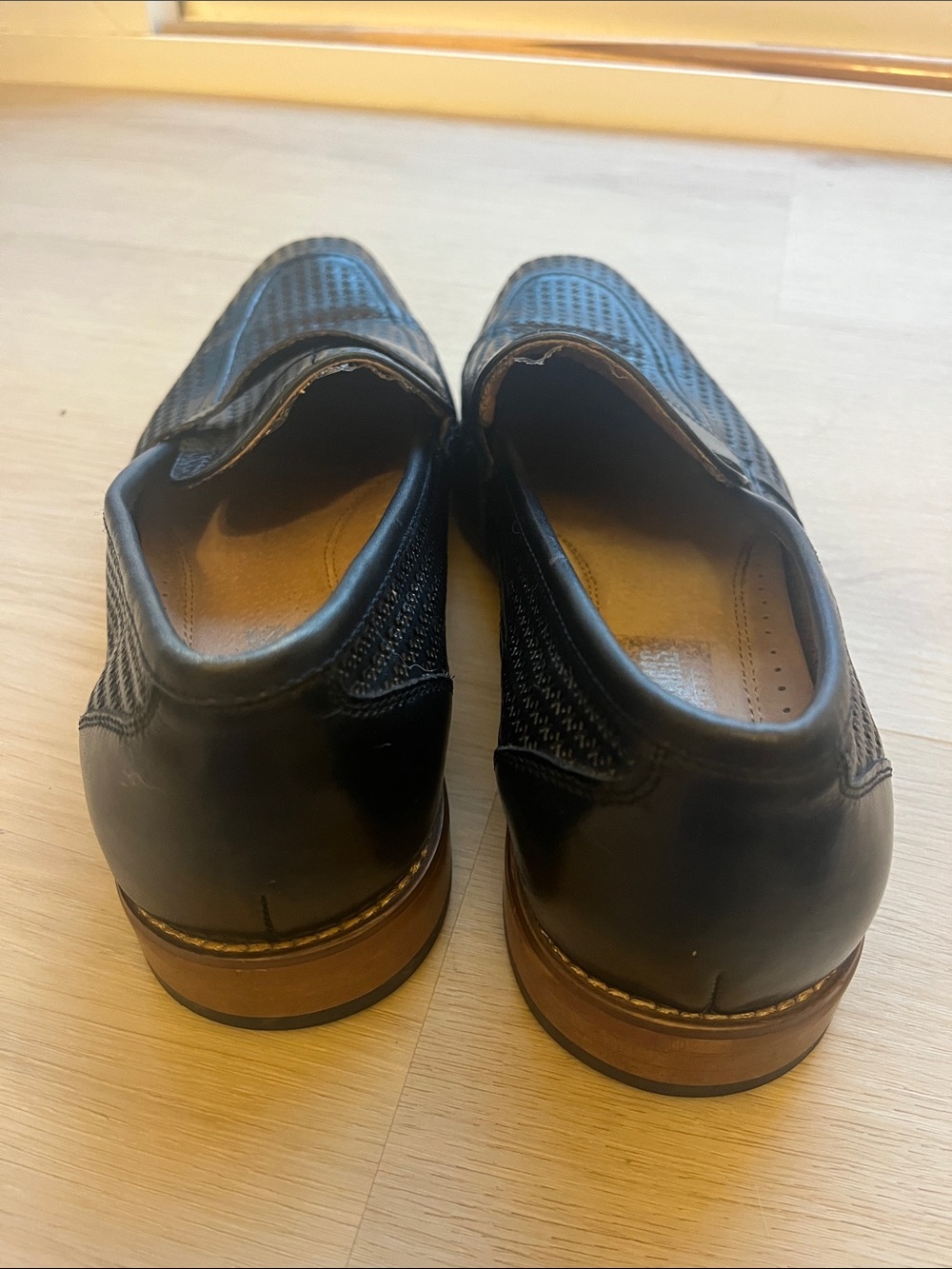 Stacy Adams Black Embossed Leather Loafers Vintage Dad Shoe Y2K 9.5 - Picture 7 of 8